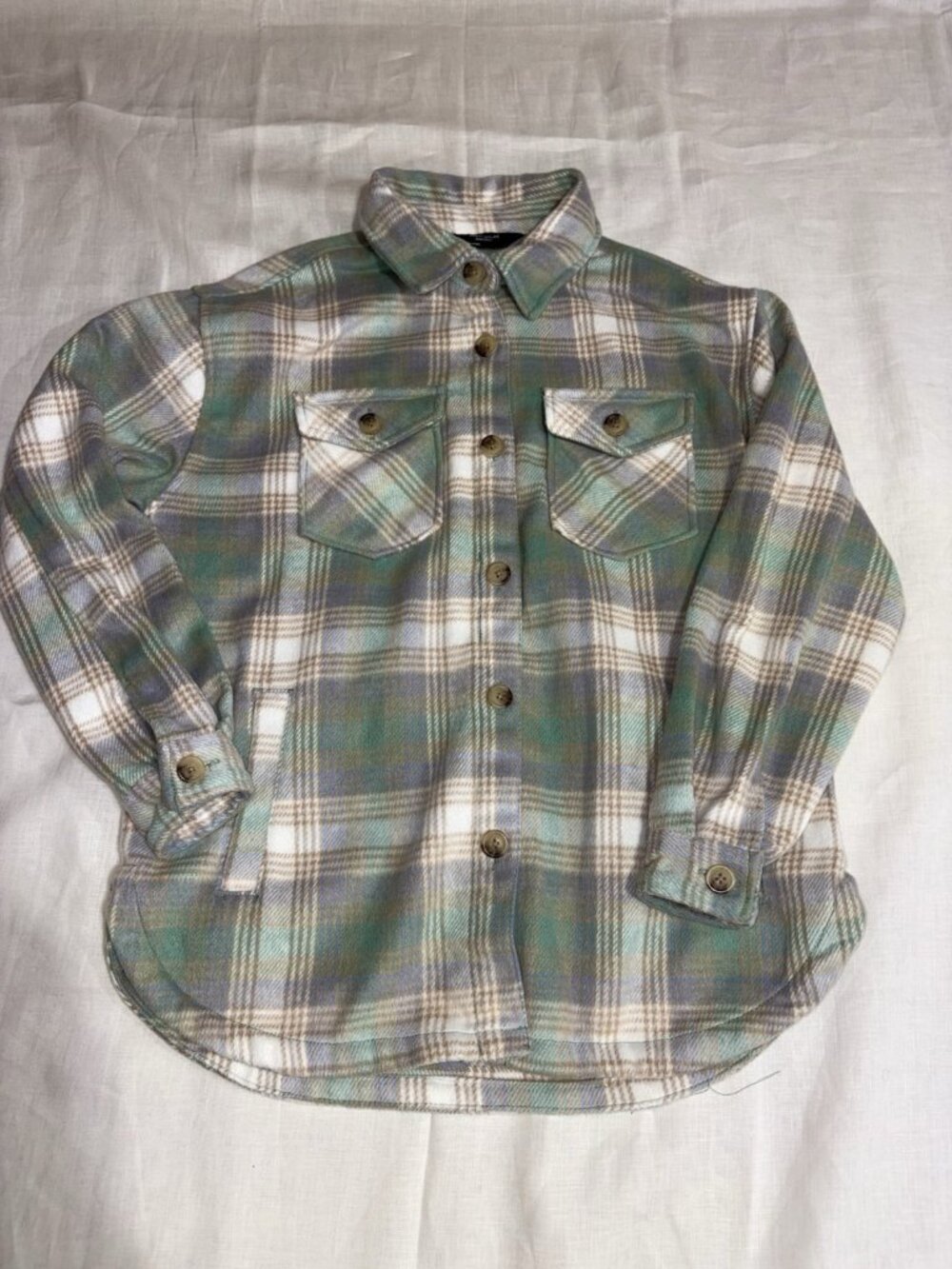 Members Mark Flannel Plaid Shacket Women Small Jacket Green